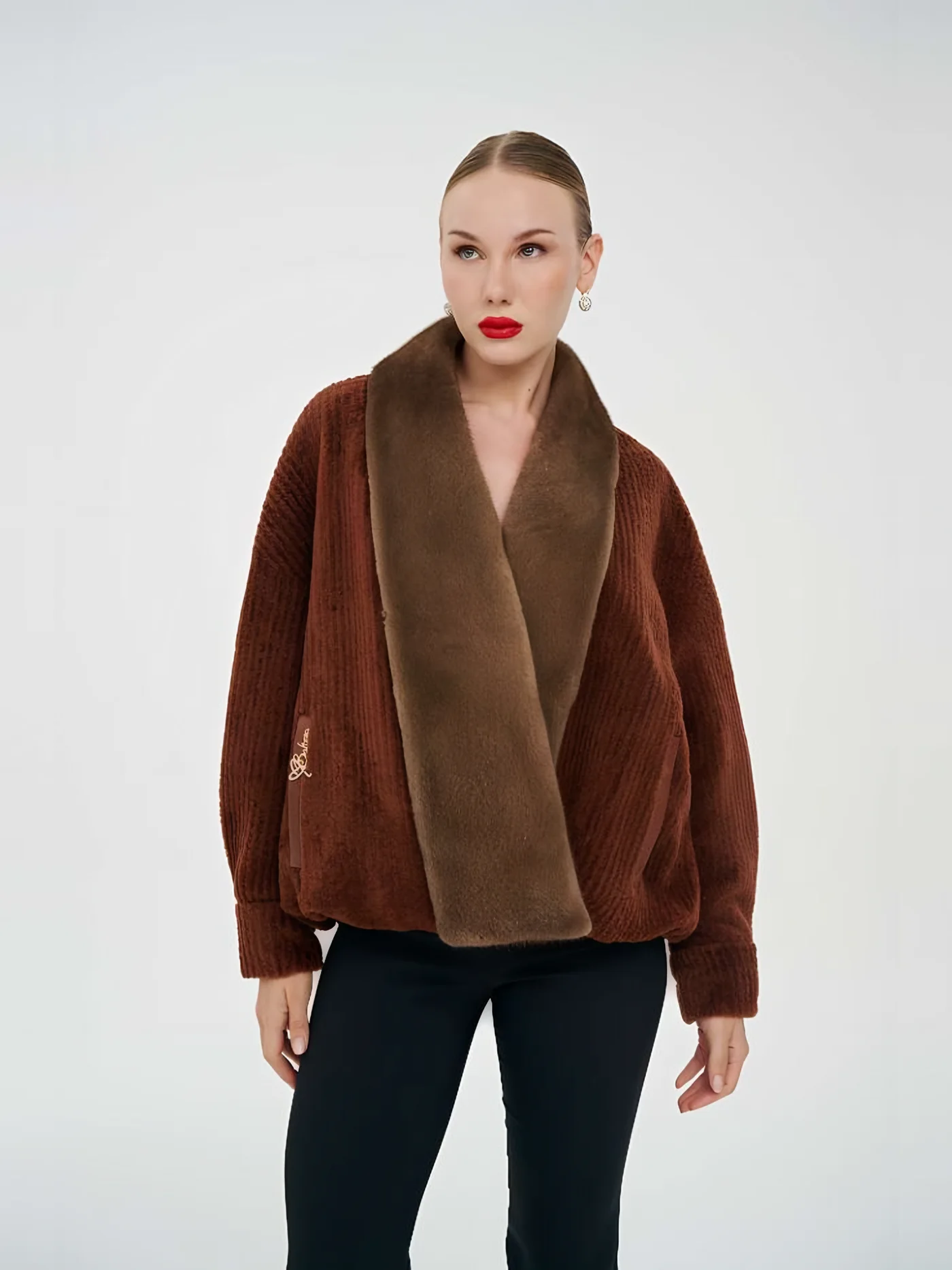 Fur Shawl-Collar Plush Jacket — BALIZZA