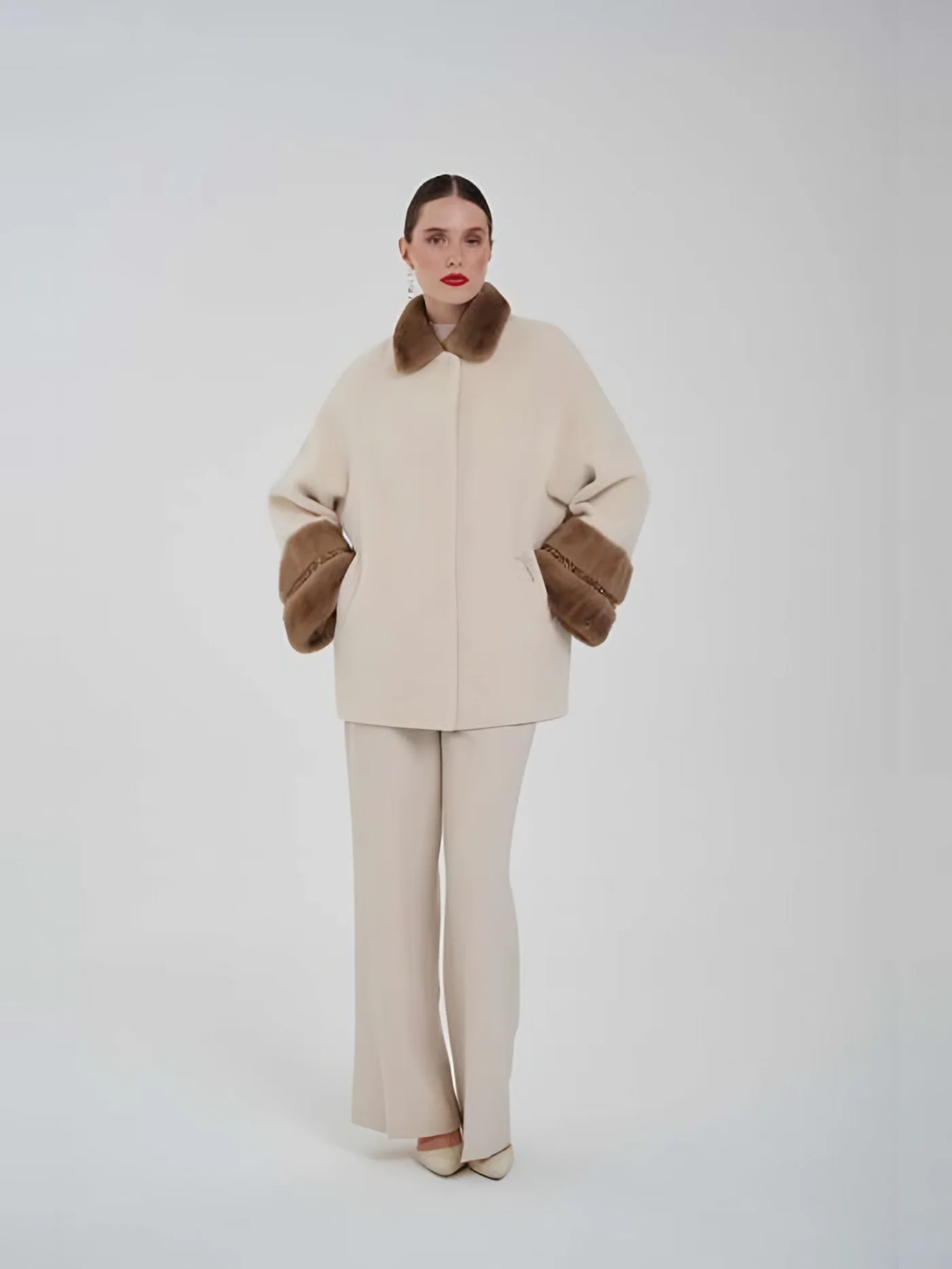 Fur-Cuff Short Coat — BALIZZA