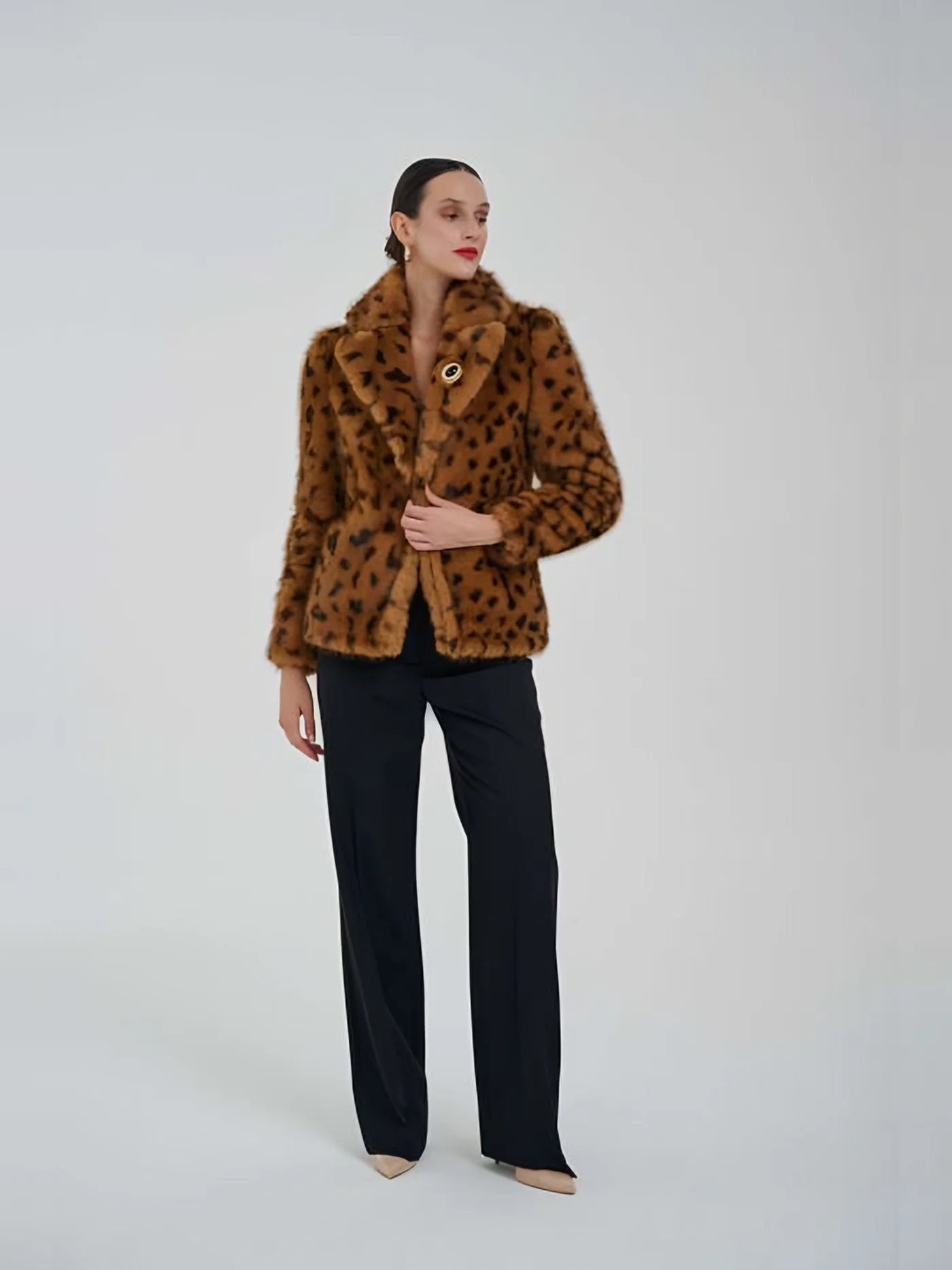 Leopard Patterned Plush Jacket — BALIZZA