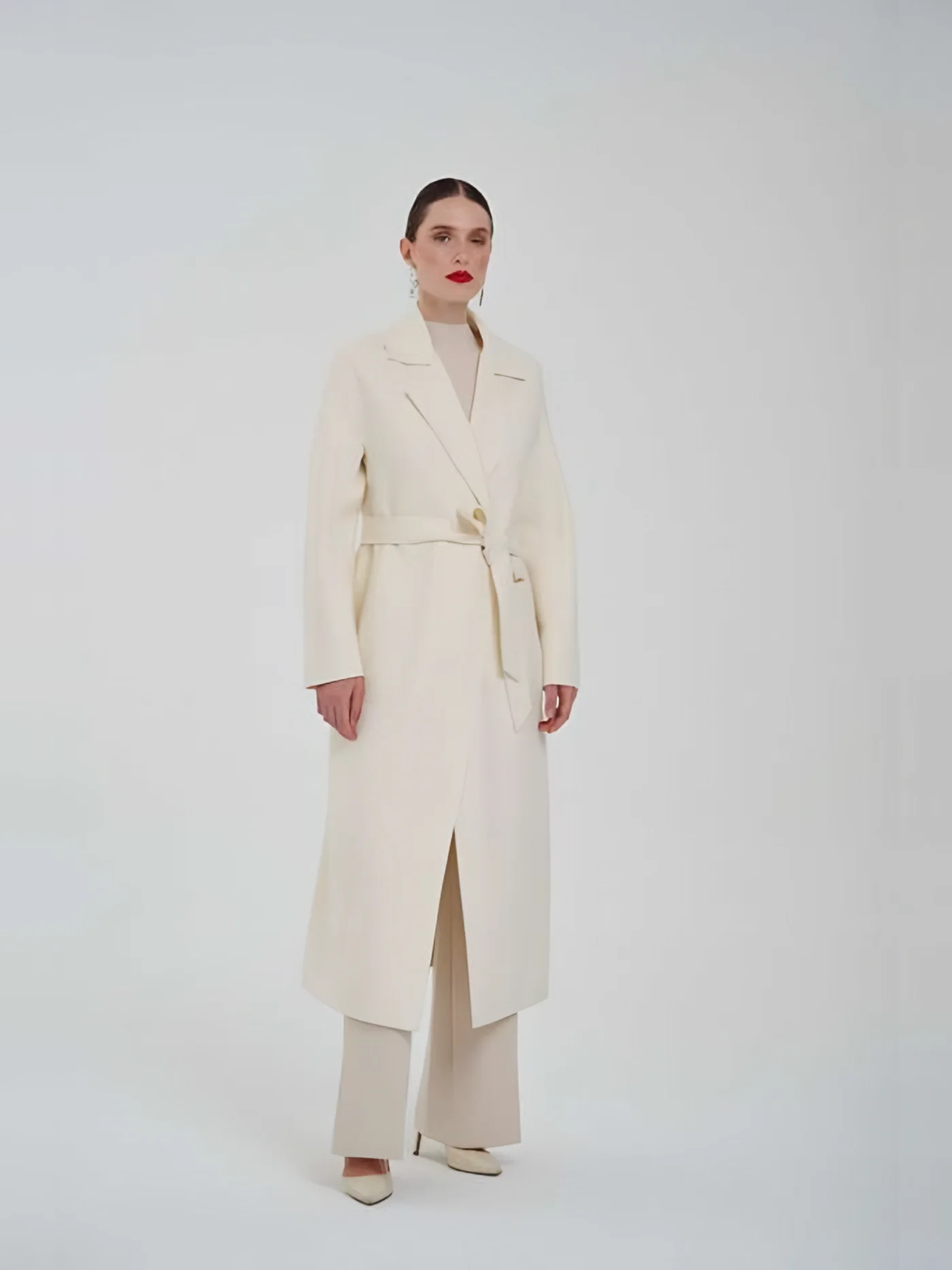 Double-Breasted Belted Long Coat — BALIZZA