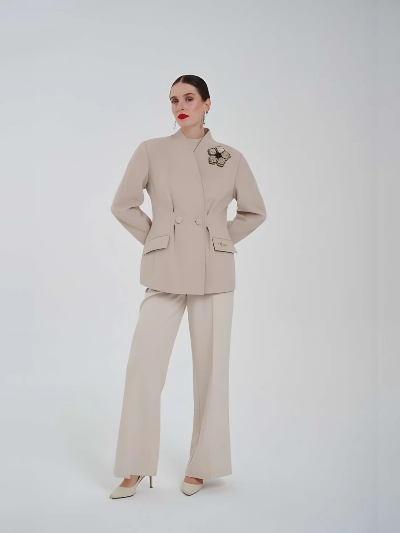 Belted Jacket with Brooch — BALIZZA