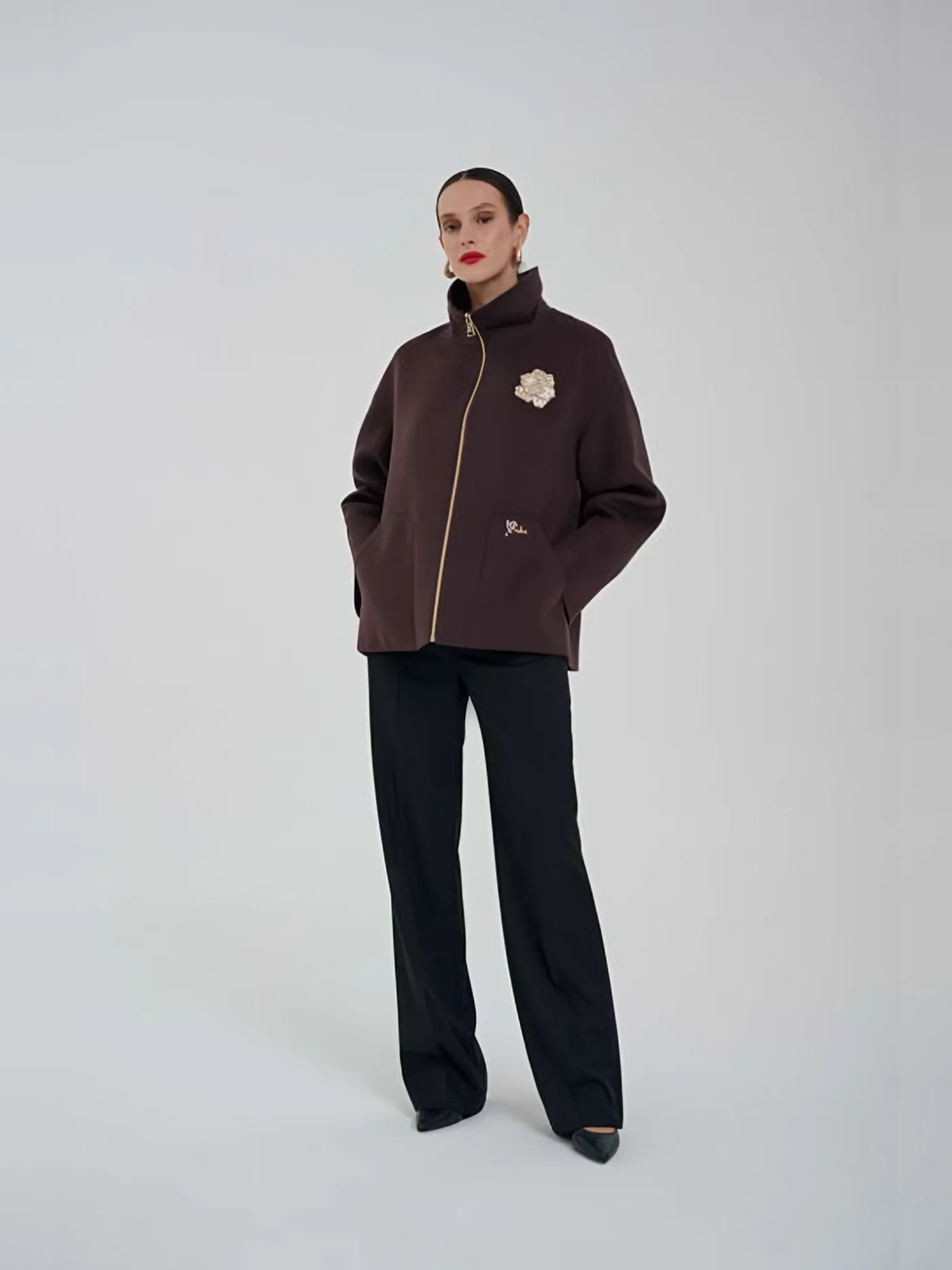 Zip Jacket with Brooch — BALIZZA