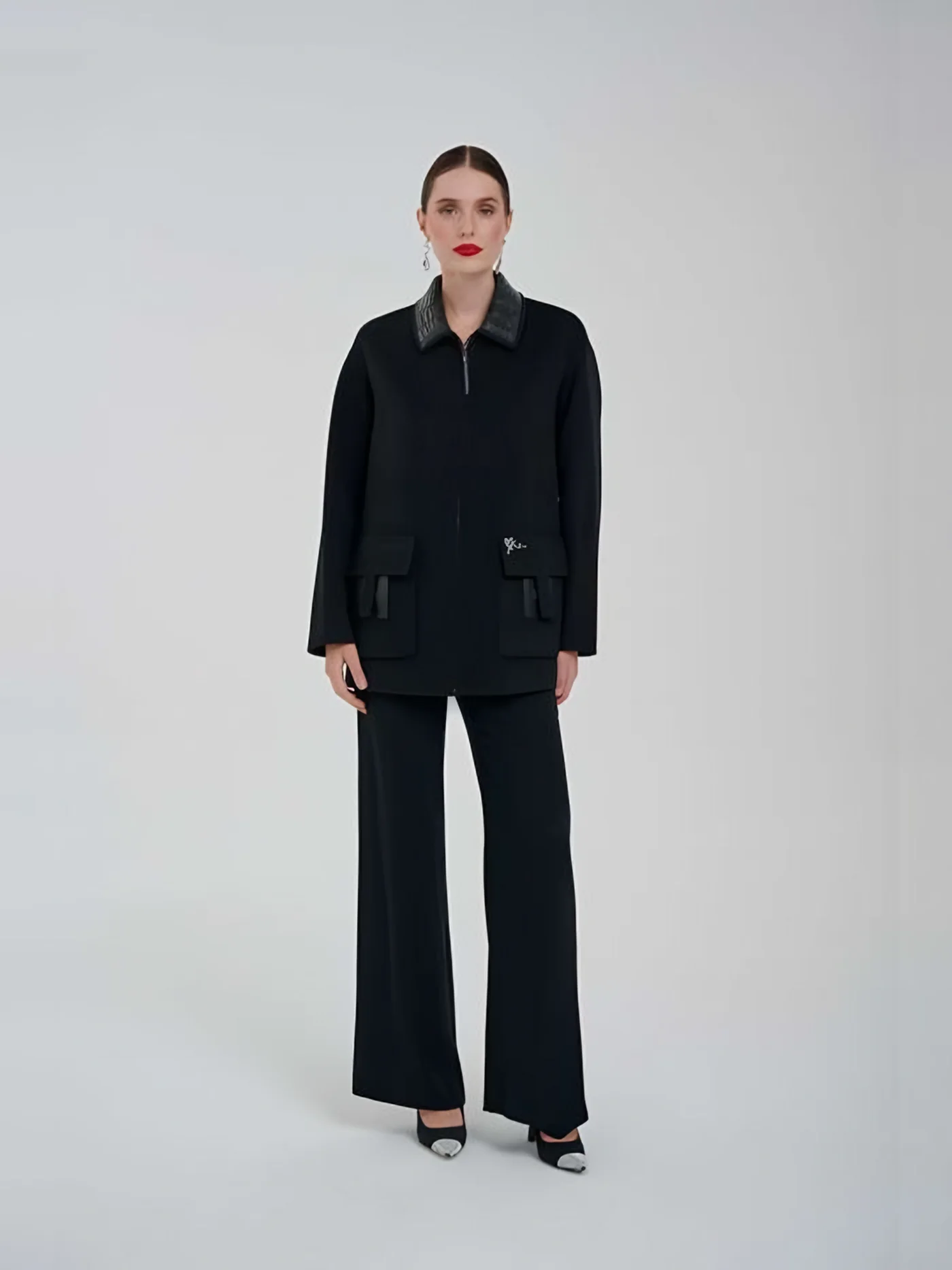 Leather Collar Zip Jacket — BALIZZA