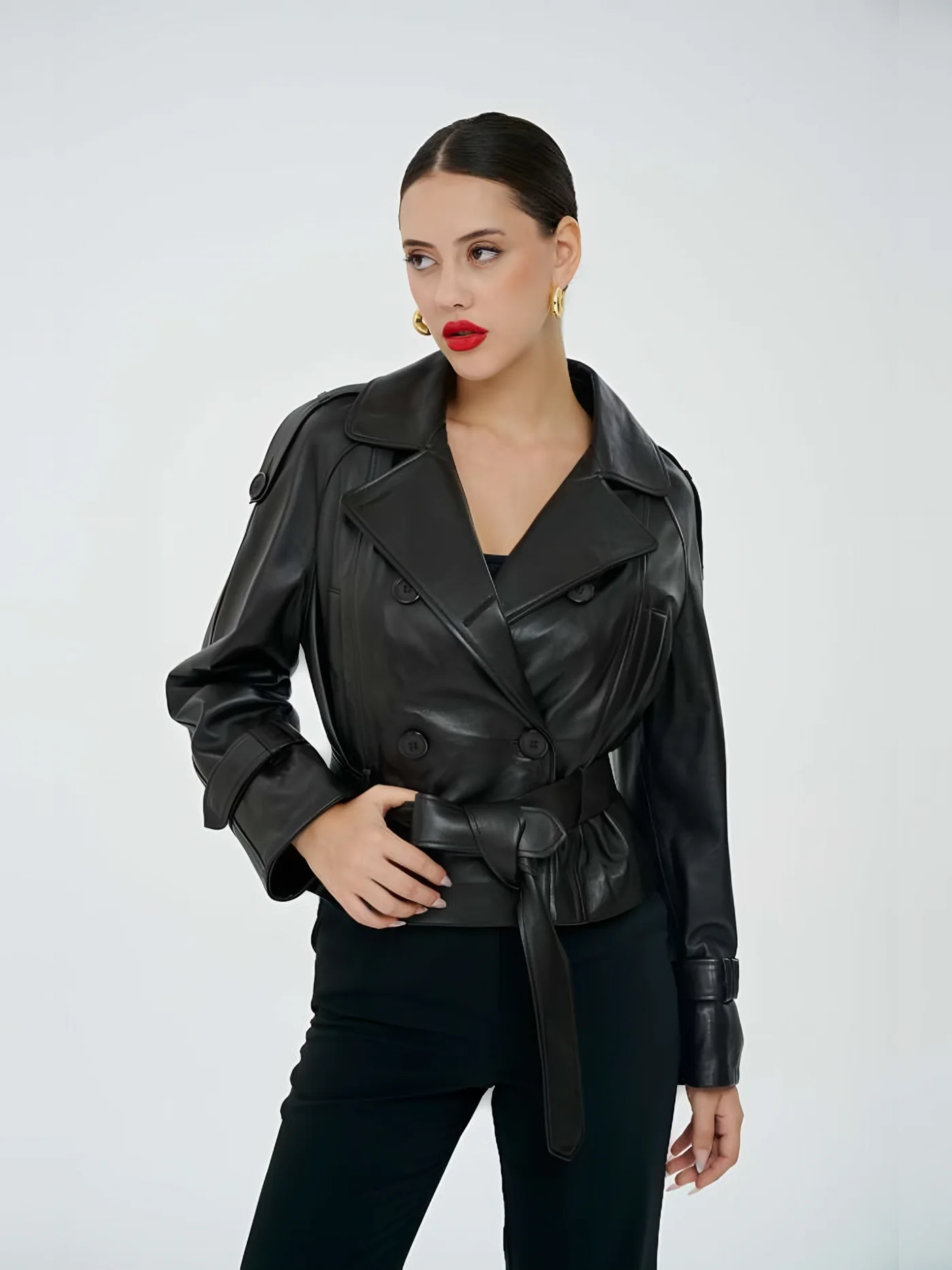 Belted Leather Jacket — BALIZZA