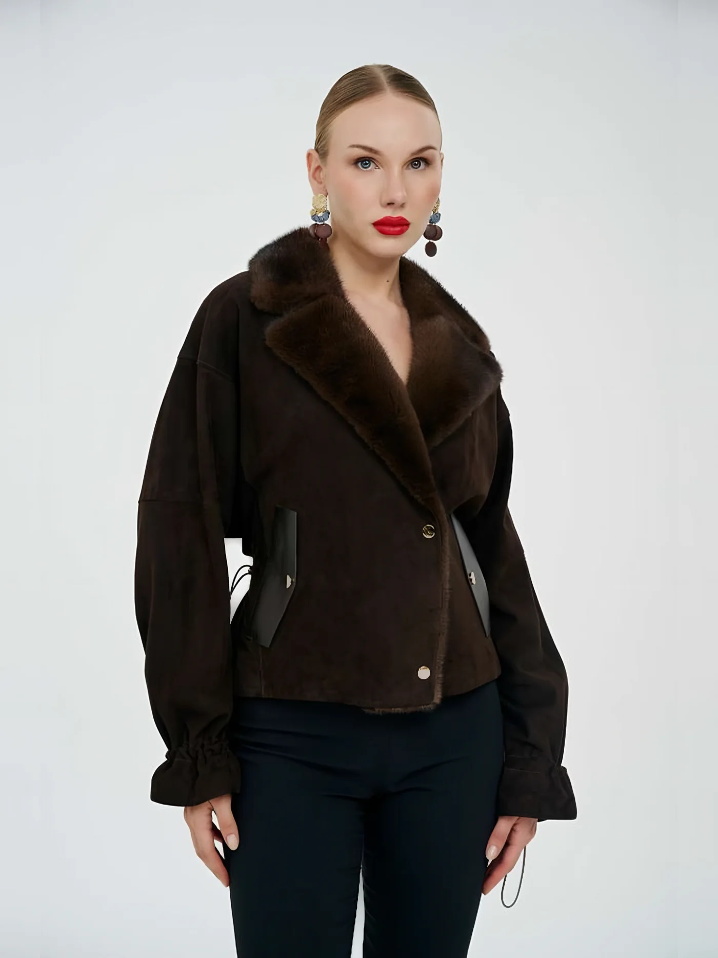 Gathered Suede Jacket — BALIZZA