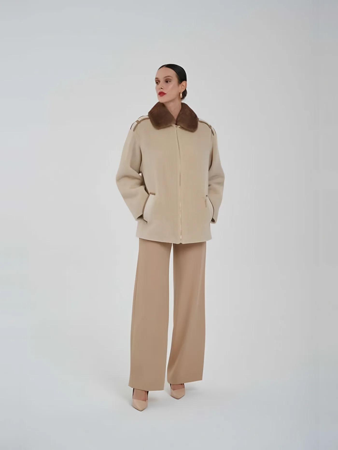 Fur-Collar Zip Coat — BALIZZA