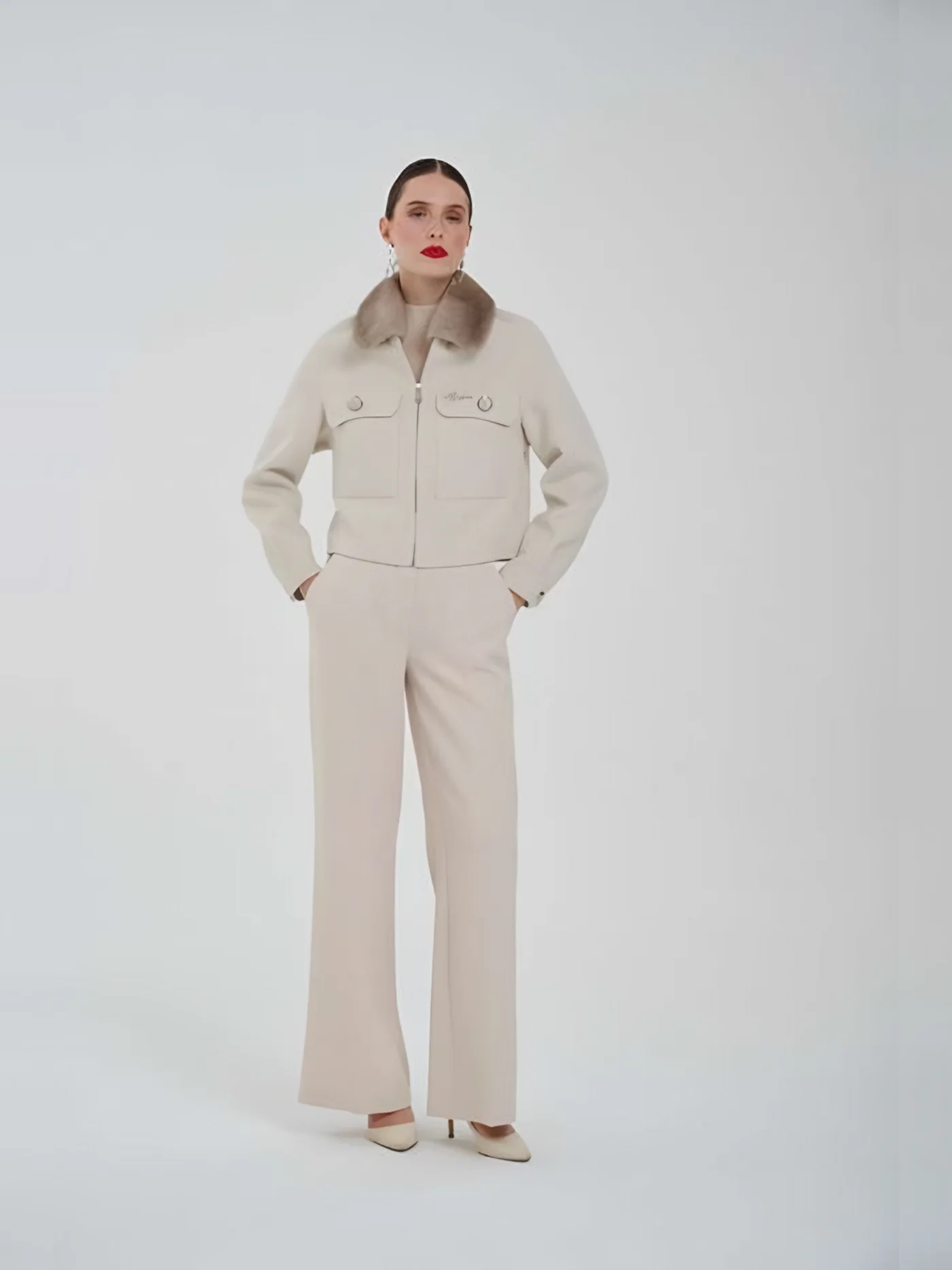 Fur-Collar Pocket Short Jacket — BALIZZA