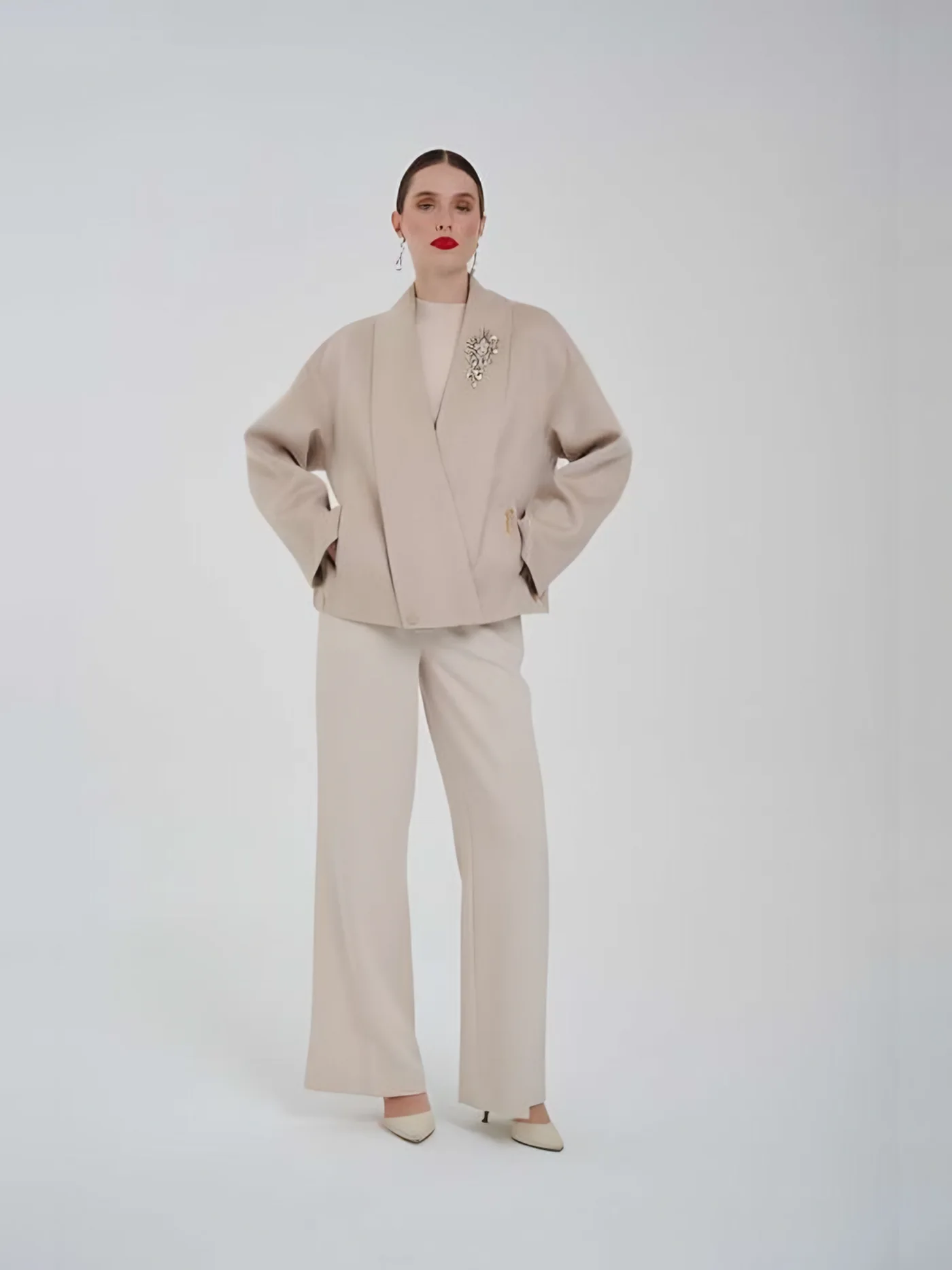 Shawl-Collar Jacket with Brooch — BALIZZA
