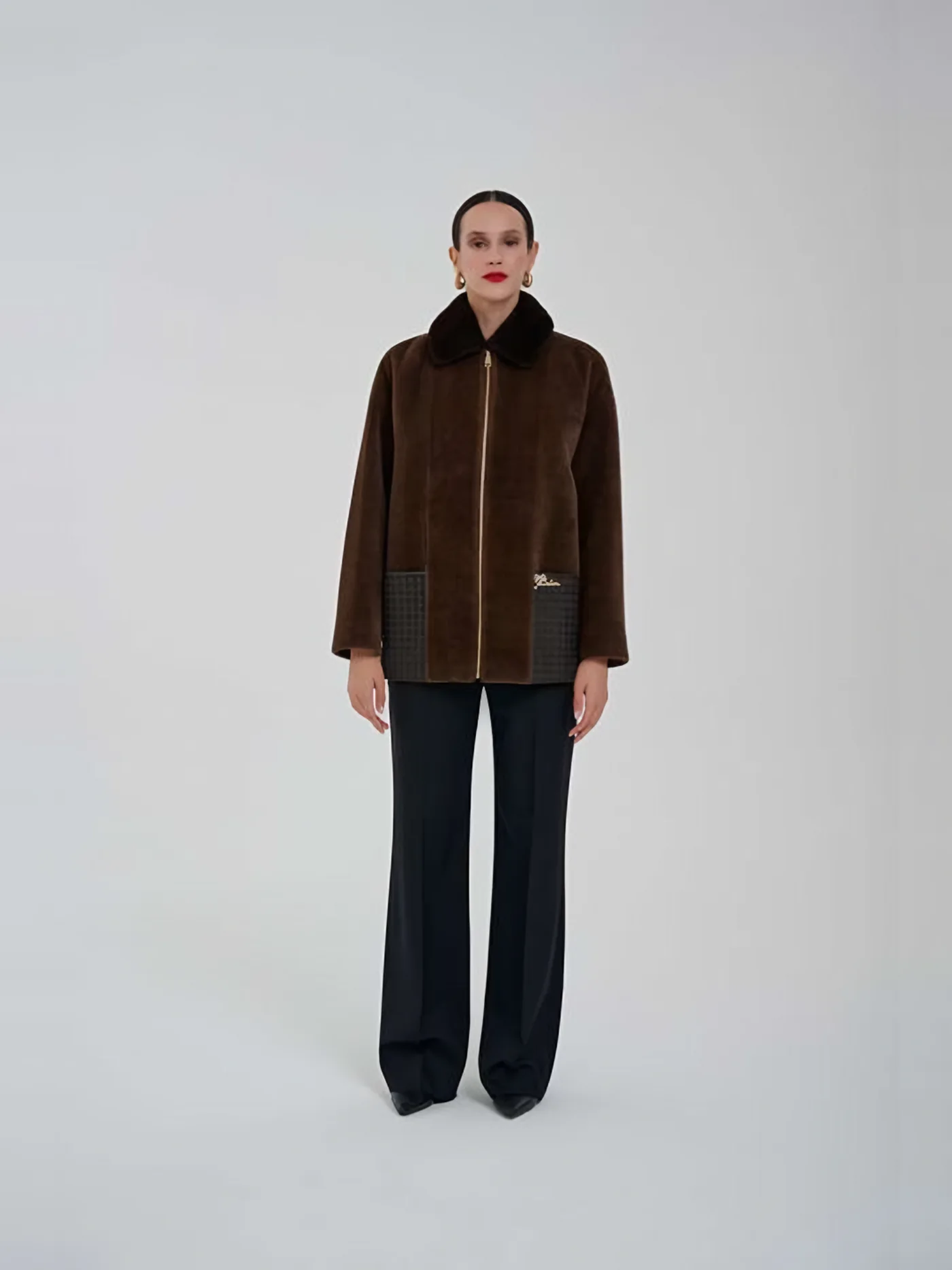 Leather-Pocket Zip Plush Jacket — BALIZZA