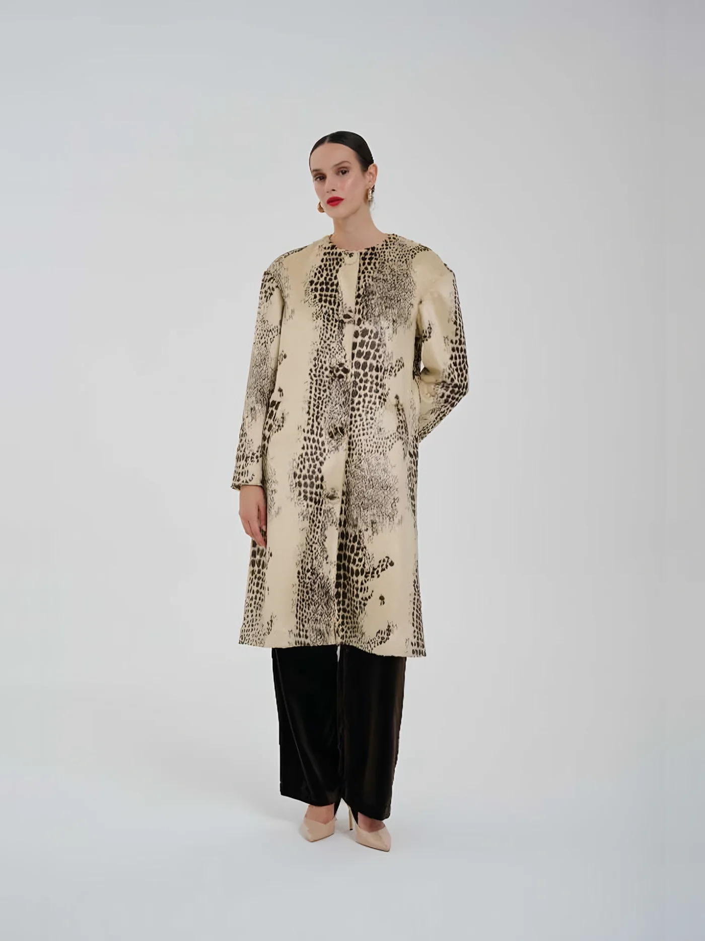 Snake Patterned Long Coat — BALIZZA