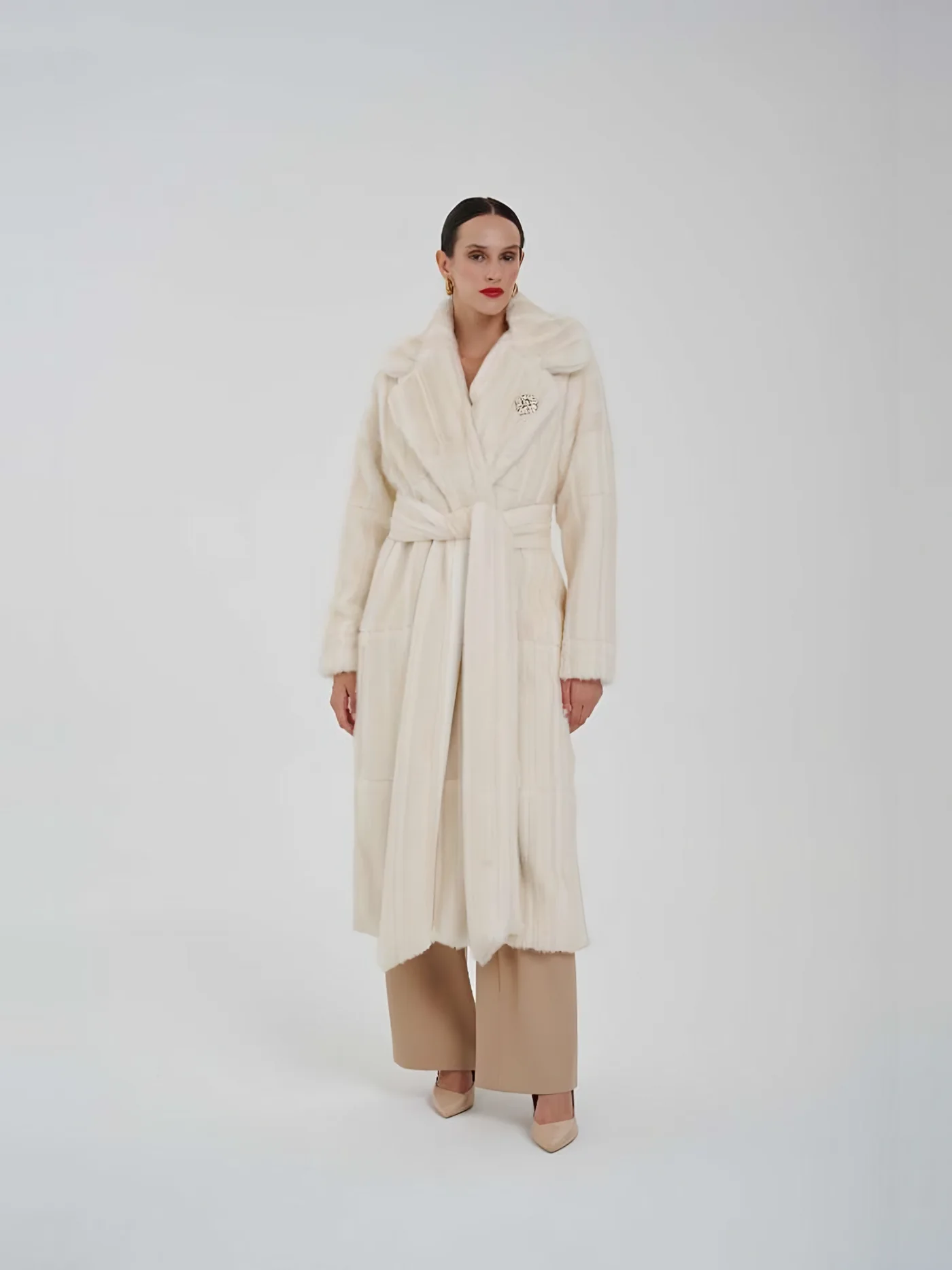 Belted Long Plush Coat — BALIZZA