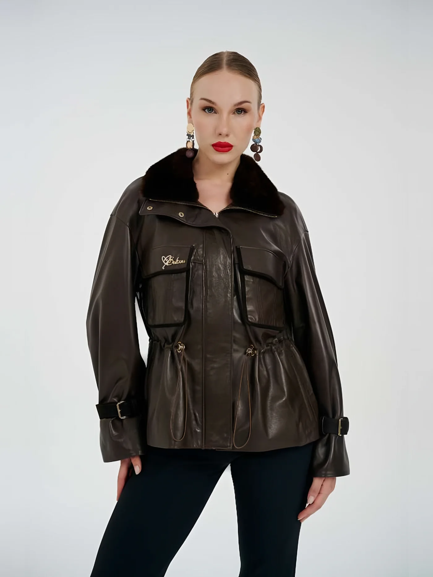 Pocket Belted Leather Jacket — BALIZZA