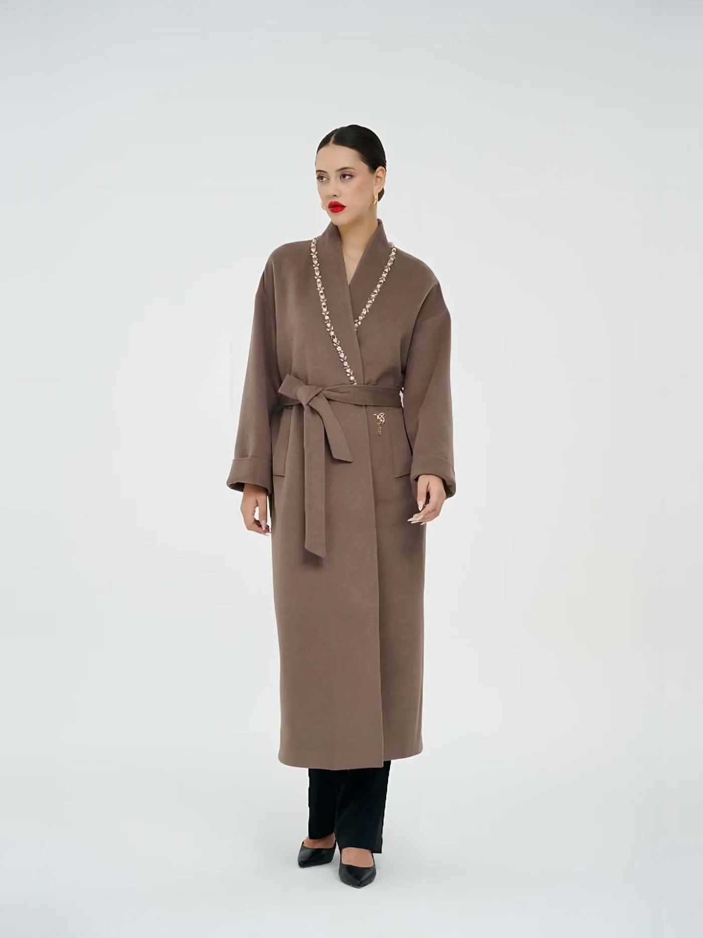 Stone Piped Belted Coat — BALIZZA