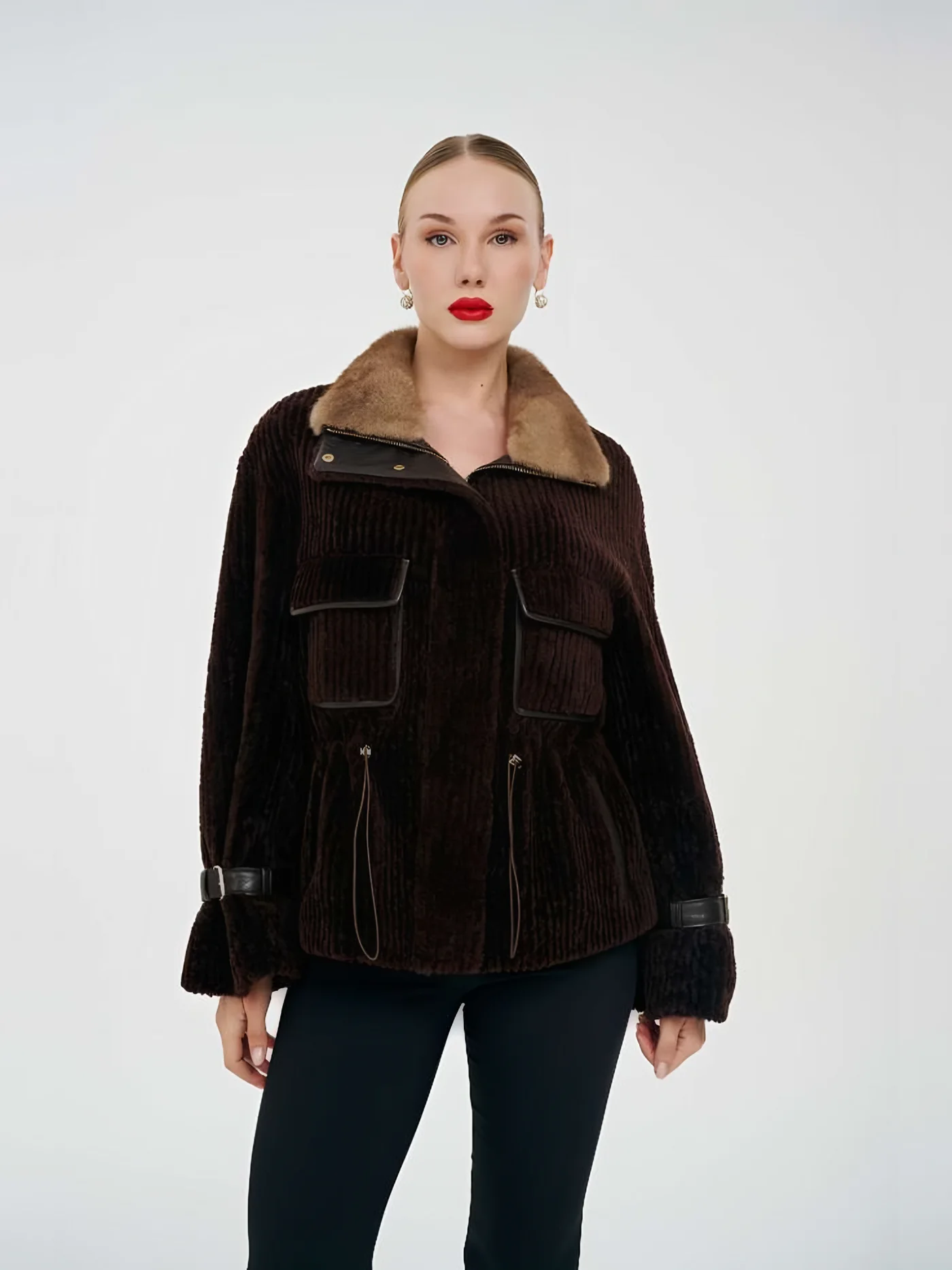 Fur-Collar Pocket Plush Jacket — BALIZZA