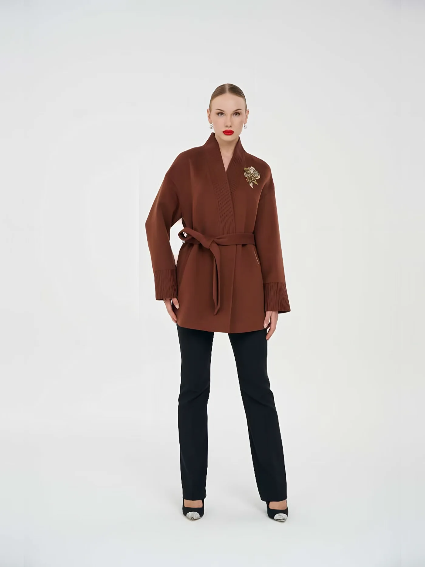 Belted Jacket with Brooch — BALIZZA