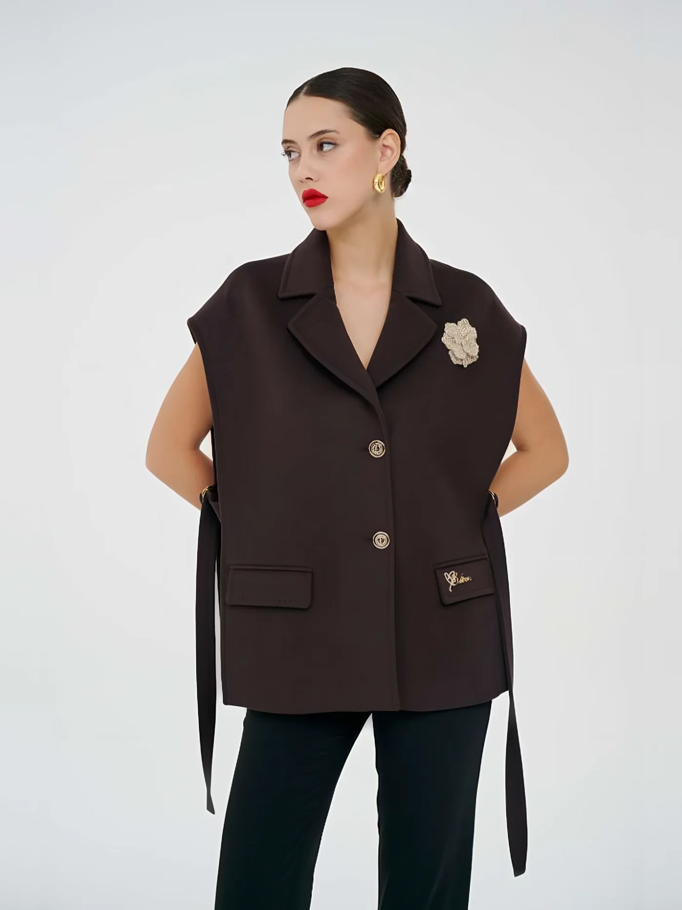 Long Vest with Brooch — BALIZZA