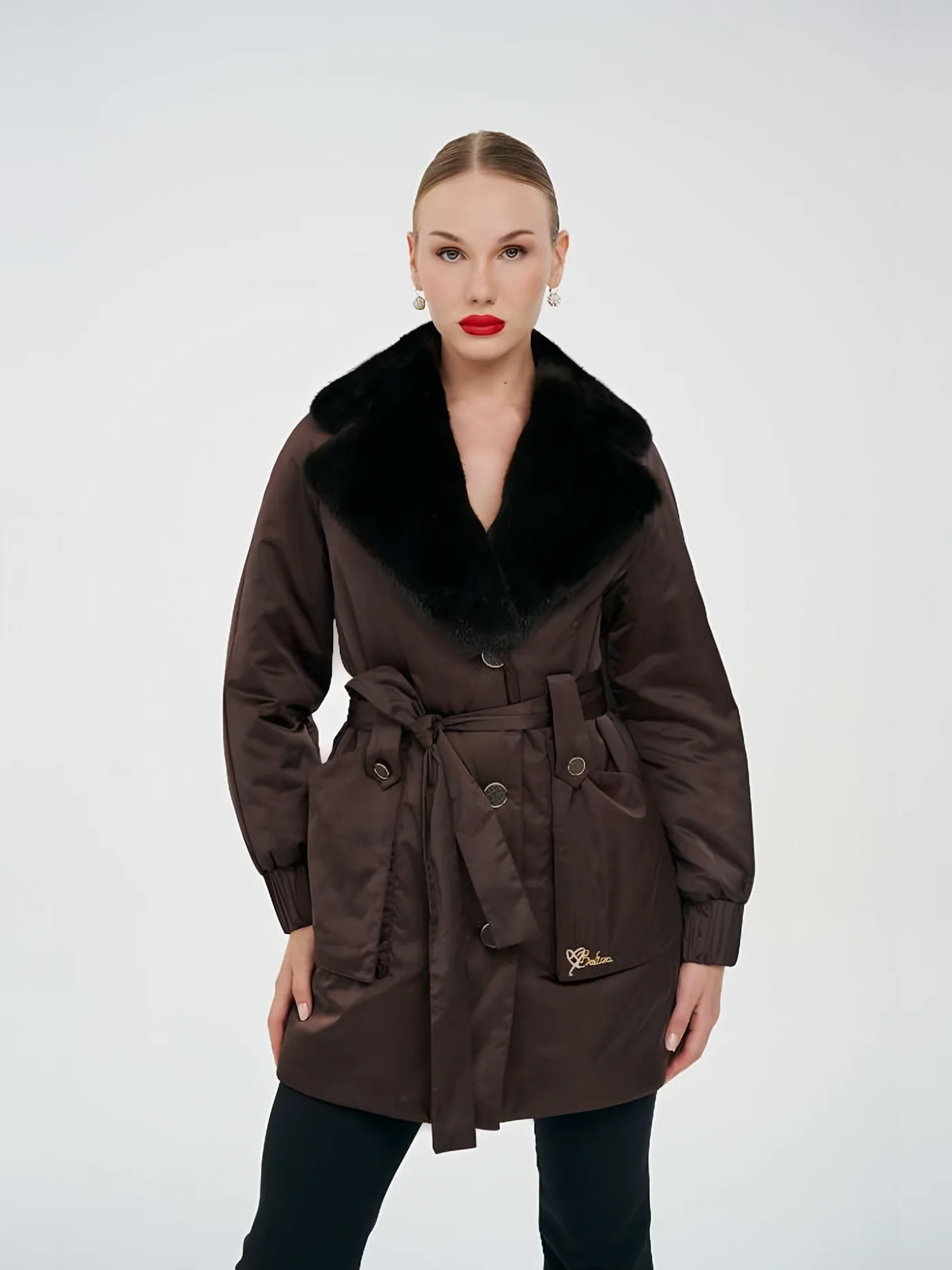 Fur-Collar Belted Quilted Jacket — BALIZZA