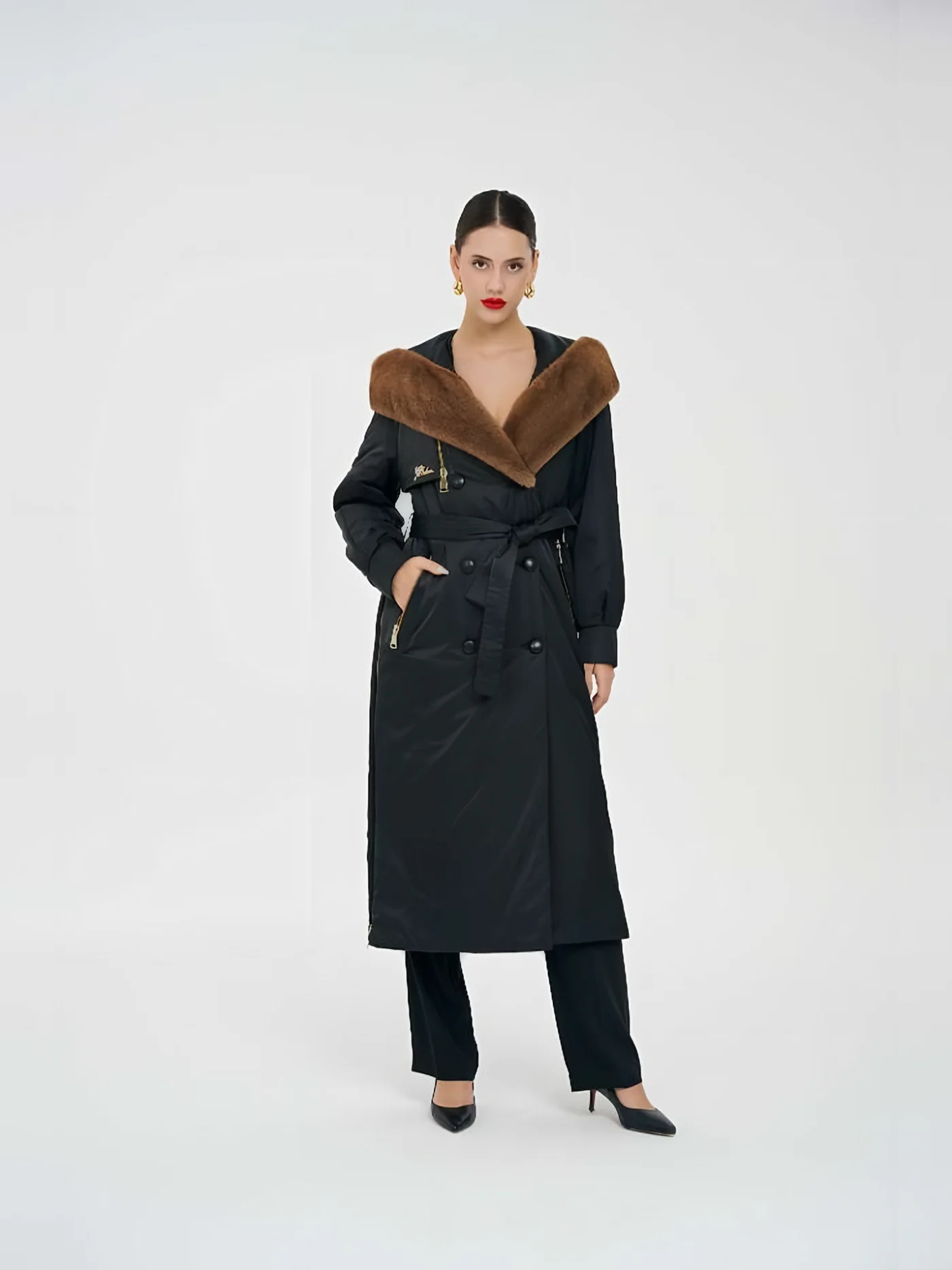 Fur-Hooded Quilted Long Coat — BALIZZA