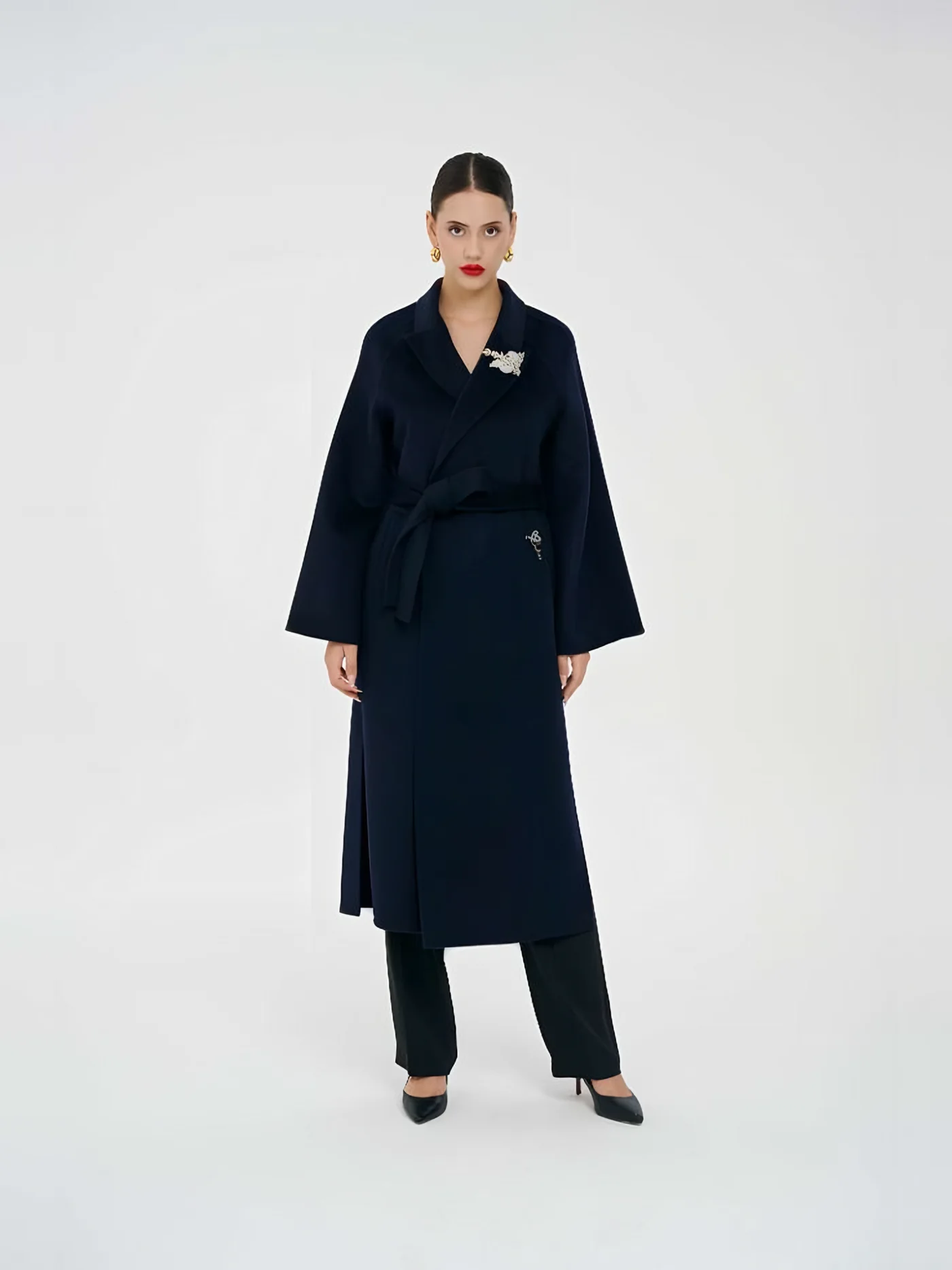 Belted Coat with Brooch — BALIZZA