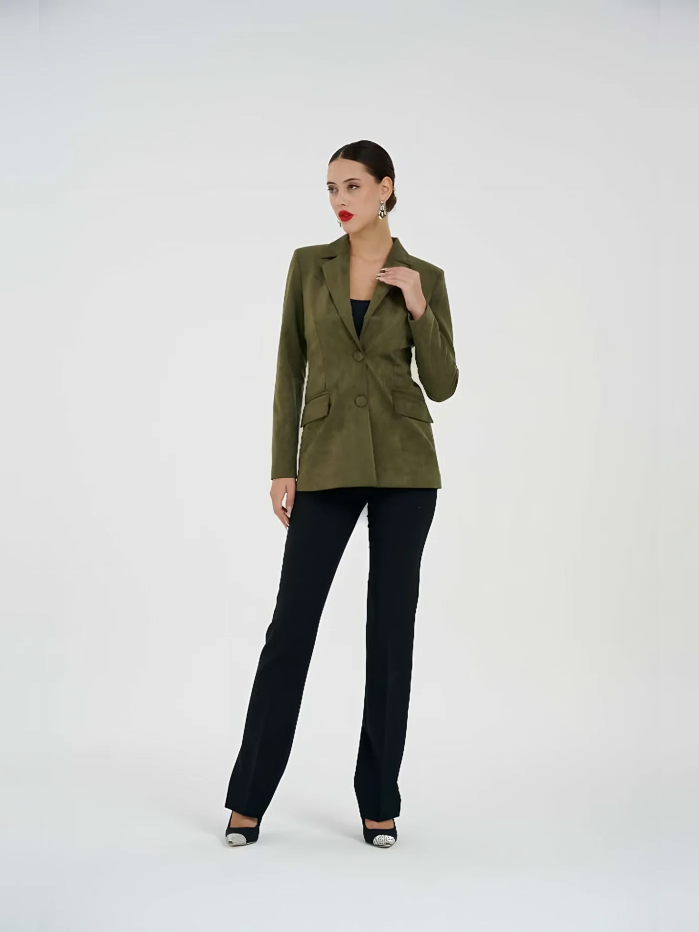 Suede Blazer Jacket — 模特身着 · 1/1