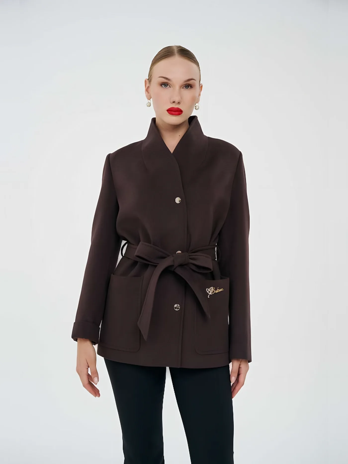 Belted Short Coat — عارضة ترتدي · 1/1