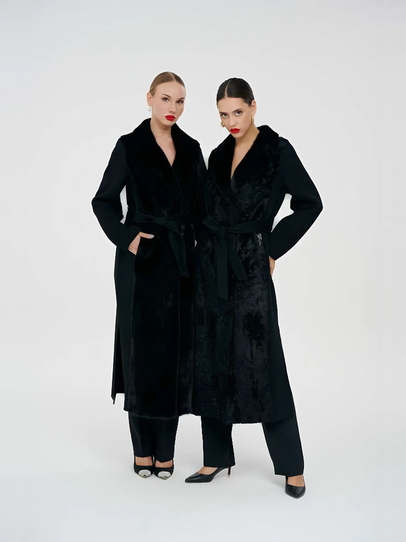 Peluş Şeritli Kuşaklı Kaban — modelin üzerinde · 1/1
