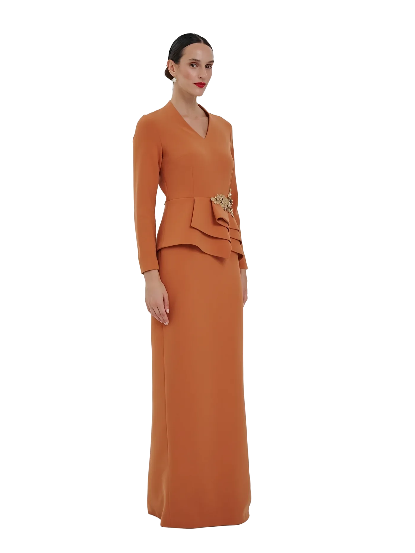 Asimetrik Peplum Takım — modelin üzerinde · 1/4